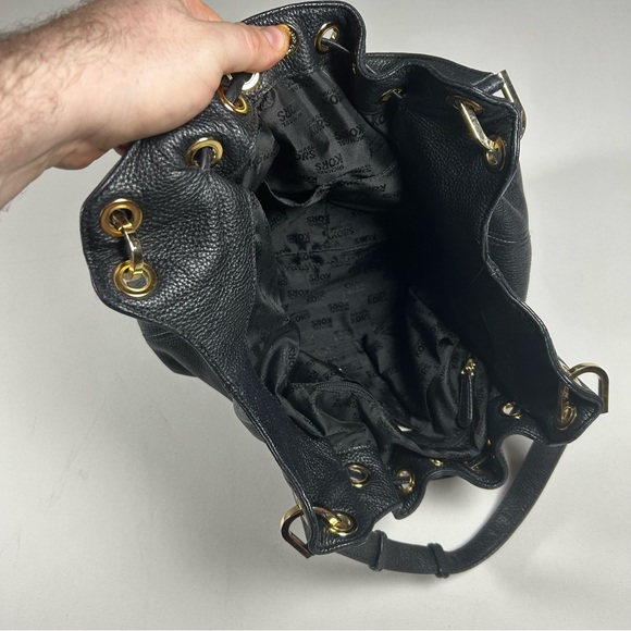 MICHAEL KORS Black Camden Drawstring Pebble Leather Tassel Shoulder Bag Purse - Picture 9 of 10